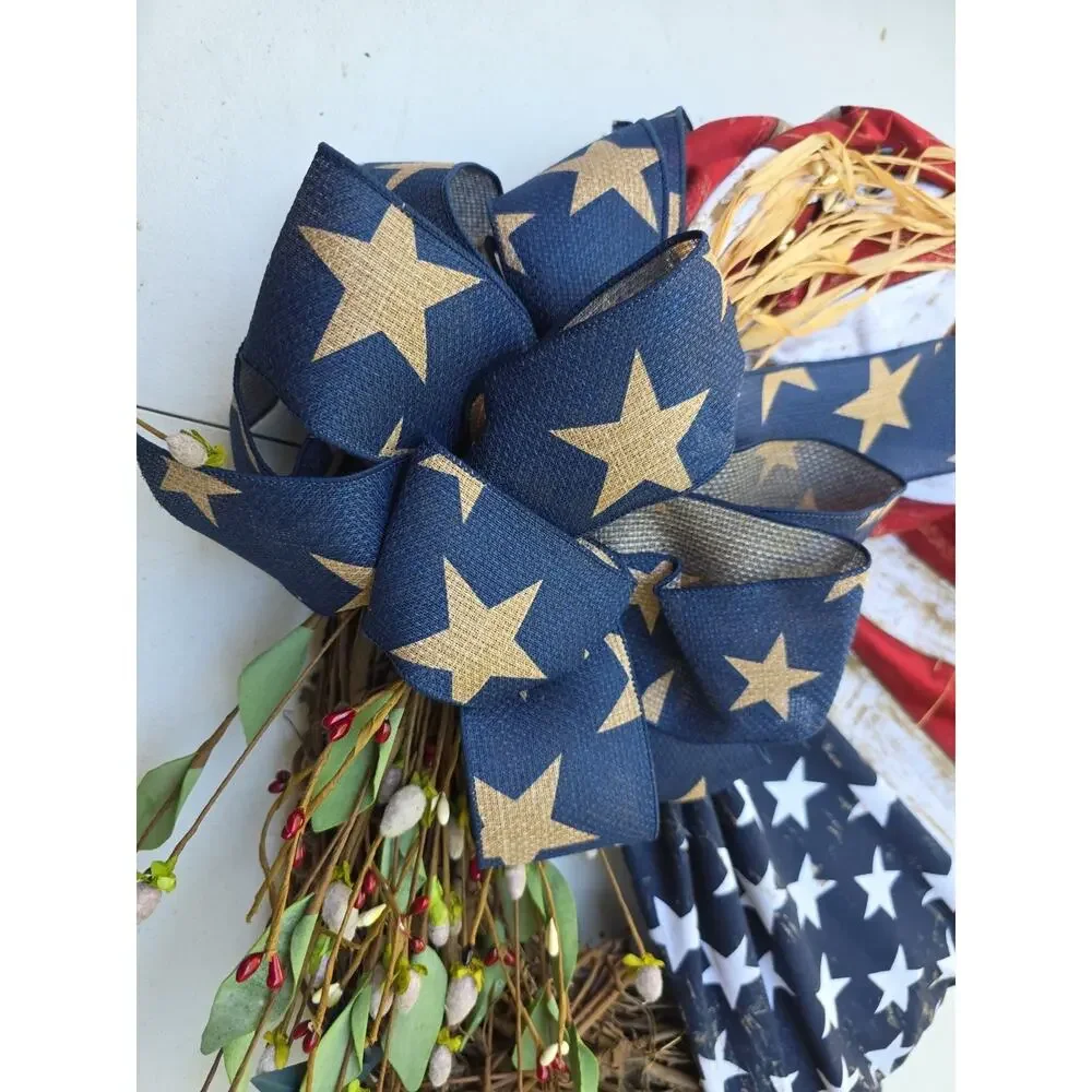 Patriotic Wreath Memorial Day Veterans Americana 4th Of July Rustic Decor 20